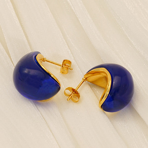 ZOGXIN Stud Earrings Geometric Water Drop Shape Gold Plated For Women Fashion Jewelry Multi Color Available - Product Image 2