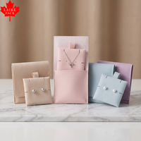 Pochette de rangement carrée en microfibre velours Laire pour bijoux, avec support pour colliers, bagues, bracelets et boucles d'oreilles, anti-poussière, petite pochette avec impression de logo