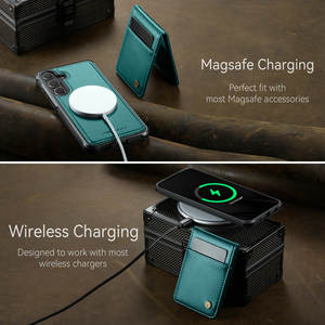 CaseMe étui à cartes bloquant RFID pour Samsung pour <span class=keywords><strong>Galaxy</strong></span> A50/A51/A52/A52S/A53 couverture arrière en cuir à rabat magnétique en matériau PU - Product Image 3