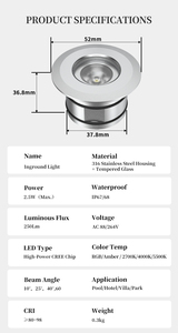 Wholesale Factory Price INSS-052 Recessed <b>LED</b> Floor <b>Light</b> 2.5W Amber Tempered Glass Villa Garden Path <b>Light</b> Custom Design - Product Image 2