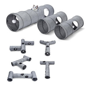 6 DIY 모양 린넨 패브릭 애완 동물 장난감 고양이 고양이 토끼 강아지를위한 팝업 놀이 터널 - Product Image 1