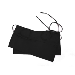 Grembiule da Barista in poliestere filato per uniformi da ristorante di fabbricazione professionale nero a 3 tasche - Product Image 1