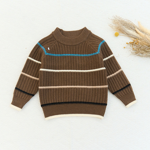 Automne hiver garçon rayé décoration Pit Strip tissage <span class=keywords><strong>pull</strong></span> en tricot garçons chandails - Product Image 3