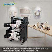 Cortadora de Vinilo Automática con Eliminación de Residuos y Alimentación Continua, Plotter de Vinilo Kiss Cut con Sensor Óptico, Cortadora de Etiquetas de Rollo a Rollo con Corte de Contorno
