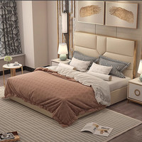 Lit double en cuir de luxe léger chinois, moderne et simple, très tendance, 1,8 m, avec rangement, personnalisable, pour chambre principale, design de créateur