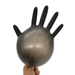 Tıbbi koruma için tek kullanımlık siyah toz ücretsiz nitril vinil eldiven
