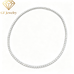 Collier tennis en or blanc 18 carats avec diamants de laboratoire, pavé complet 20 points, chaîne de diamants CVD ronds brillants pour femmes - Product Image 1