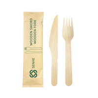 Ensemble de couverts en bois jetables écologiques de 16 cm, luxe, cuillère, fourchette, couteau de 160 mm, vaisselle pour les fêtes, FDA, EC, FSC, BRC, LFGB