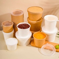 Boîte à lunch jetable en papier kraft à paroi unique pour fruits, sushi, nouilles, biscuits, sandwichs-Bol en papier bento écologique