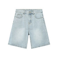 Shorts en jean vintage personnalisés avec logo OEM, broderie de haute qualité, coupe droite, style Y2K streetwear, respirant, fermeture éclair.