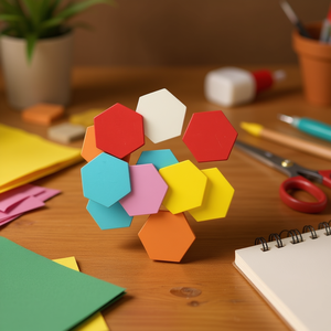 Ilan Set di 25 Pezzi Esagonali in Legno 2.0cm Multicolore per Progetti Fai-da-Te - Product Image 2