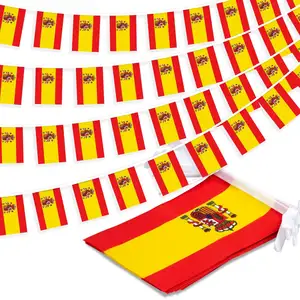 Nuoxin Custom Hanging Wave String Länder Nationen Flaggen Wimpel Dekorationen Fans Jubel Flaggen Flagge von Spanien mit Schild