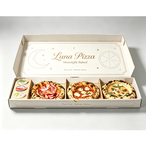 Caja de Pizza Personalizada de 3 Compartimentos, Empaque de Cartón de Grado Alimenticio para Mini Pizzas, Cajas para Llevar - Product Image 1