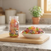 Gomitas de Vitamina C con Sabor a Frutas, Dulces Masticables para Niños, Botella de 68g, Variedad de Sabores Dulces y Ácidos, Delicioso Snack