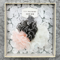 28cm*4Y Tissu de Doublure Intérieure de Luxe en Maille Florale Enduite, à Motifs de Fleurs, Perles et Ondulations, pour Emballage de Bouquets et de Fleurs, Spécial Halloween