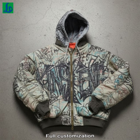 Hoodie Bordir French Terry Berkualitas Tinggi Tanpa Tali 100% Katun Fleece Hoodie Boxy Hoodie Crop Pria