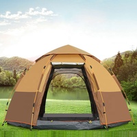 Tente de camping automatique économique pour 4 personnes, double couche, en tissu Oxford, avec deux chambres, grand dôme, protection solaire, trois saisons