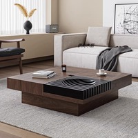 Table basse carrée extensible et pliable YuanChang, style nordique moderne, en bois, avec rangement pour salon