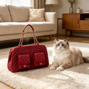 Premium Pet <b>Carrier</b> Handbag Quilted Design Dog <b>Cat</b> Travel Bag Portable Breathable Pet <b>Carrier</b> for Small Pets - Product Image 1