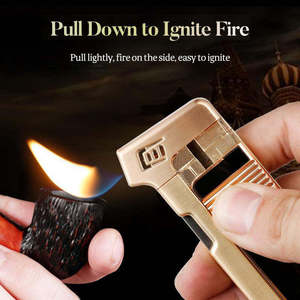 Encendedor de tubo de Metal multifunción Retro Vintage al por mayor, accesorio portátil con logotipo personalizado para <span class=keywords><strong>fumador</strong></span> de cigarrillos, diseño clásico elegante - Product Image 3