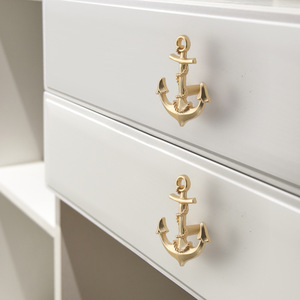 Coastal Style Ship Wheel And Anchor Drawer Handles Zinc Alloy Novelty Shape Single Hole Cabinet Hardware For Furniture - Product Image 4
