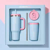Gobelet isotherme Everich 40oz en acier inoxydable anti-fuite avec poignée et paille |   Mug de voyage sans BPA pour un usage quotidien