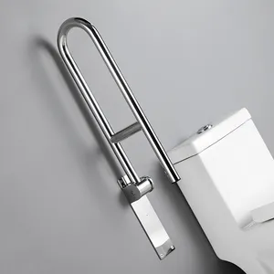 Escova para vaso sanitário dobrável, suporte de segurança em aço inoxidável para braço, para idosos