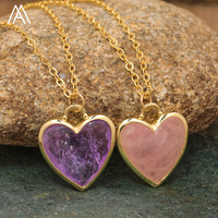 Collier avec pendentif en pierre en forme de petit cœur, colliers à breloques en cristaux de guérison facettés, bijoux en gros