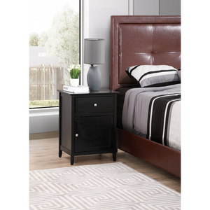 Transitional Black Nightstand With Drawer And <b>Door</b> For Bedroom - Product Image 1