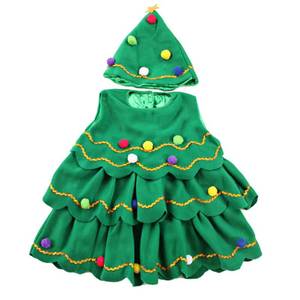MS New Cute Dress Performance <b>Dance</b> <b>Christmas</b> Tree <b>Costume</b> Children's <b>Girl</b> Short Skirt with Hat - Product Image 3