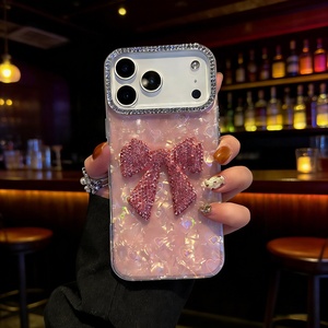 Funda de Lujo para Teléfono Celular con Diseño de Lazo de Diamantes 3D para iPhone 17 16 15 14 13 12 Pro Max, Carcasa con Patrón de Corazón Brillante, Protección <span class=keywords><strong>IMD</strong></span> a Prueba de Golpes - Product Image 2