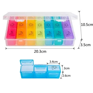 Wholesale Food Grade Colorful weekely Plastic Pill Storage Box with Custom Logo