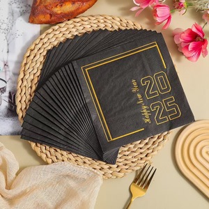 Nouvelles serviettes jetables noires et dorées pour les décorations du Nouvel An, les fêtes, les réunions, et les hôtels et restaurants haut de gamme. - Product Image 3