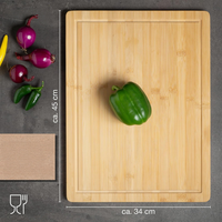 Planche à découper en bambou, grande planche à découper en bois avec rainure pour les jus - Planche à découper en bois pour couper, préparer et servir