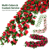 Guirlande de fleurs artificielles en forme de vigne de roses avec feuilles vertes, en soie, pour chemin de table de mariage, décoration de fête de Noël