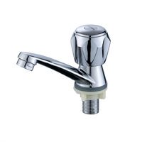 Robinet de lavabo monocommande eau froide chromé à poignée diamantée pour projets et usage domestique