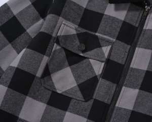 <span class=keywords><strong>Camicia</strong></span> a scacchi grigio nero spazzolato ricamata con cuore retrò alla moda <span class=keywords><strong>giacca</strong></span> ampia da uomo - Product Image 3