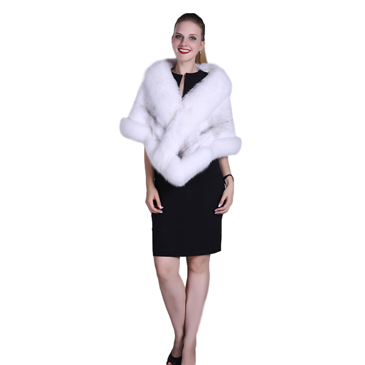 Fashion Elegant Shawls Winter Women's Coat Solid Color Mink Fur Shawls