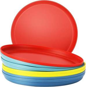 <b>Kids</b> plates Set plastic bowls Reusable BPA Free Microwave-Safe Multicolored Toddler Plate Set - Product Image 1