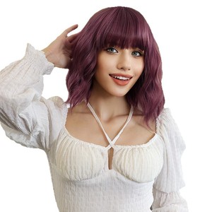 Perruque synthétique courte bouclée pour femme, style européen et américain, avec <span class=keywords><strong>frange</strong></span> droite, résistante à la chaleur, pour usage quotidien – Vente chaude transfrontalière - Product Image 5