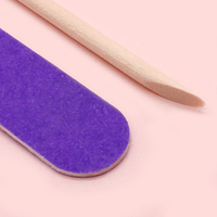 Lot de 2 mini-limes à ongles professionnelles roses et violettes, grain 180, en bois, avec bâtonnets en bois d'oranger, jetables pour manucure