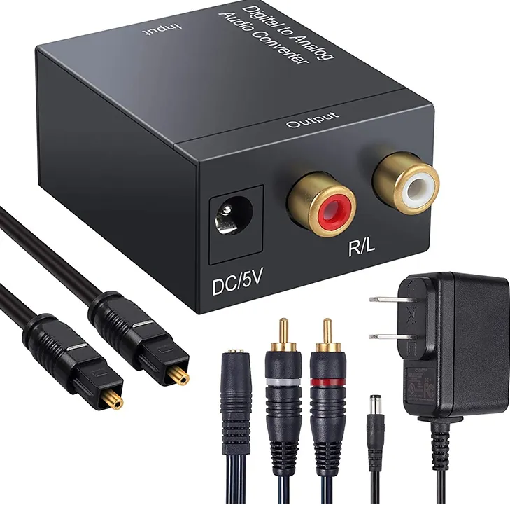 New Arrivals Adapter Digital Optical Coax To Analog RCA Audio Converter Box With Fiber Cable