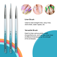 Fournitures pour ongles multifonctionnelles, 7 pinceaux à ongles en acrylique, ensemble de pinceaux à ongles avec manche en acrylique dégradé violet et blanc pour salon de manucure