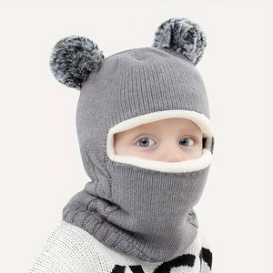 Bonnet en tricot chaud d'hiver avec logo personnalisé avec pompon pour le ski Sports de plein air quotidiens pour les enfants, les voyages décontractés, broderie personnalisée - Product Image 4