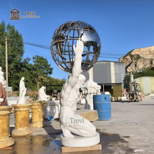 Statue d'Atlas en marbre TREVI, taille réelle, sculptée à <span class=keywords><strong>la</strong></span> main, pierre blanche naturelle, sculpture de <span class=keywords><strong>la</strong></span> <span class=keywords><strong>mythologie</strong></span> <span class=keywords><strong>grecque</strong></span> pour <span class=keywords><strong>la</strong></span> décoration de jardin - Product Image 3
