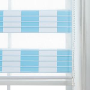 Neues Design Factory Outlet Polyester blau weiß Gitter Zebra Roll Blackout Jalousien Stoff - Product Image 5