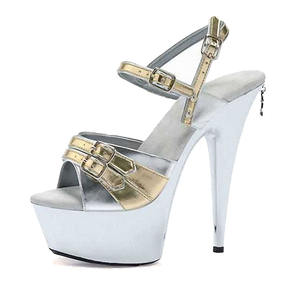 15 cm पतली एड़ी मंच गोल्डन भोज उच्च ऊँची एड़ी के जूते महिलाओं की बड़ी पार्टी फैशन सैंडल पोल नृत्य टपका हुआ पैर की अंगुली गर्मियों महिलाओं के जूते - Product Image 2