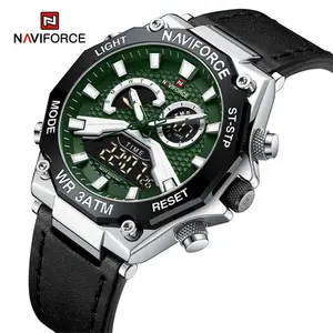 Naviforce 9220 Sgnb Green Face Led Digital Business Lichtgevende Handen Waterdichte Mannen Horloges Multifunctionele Pols Mannelijke Horloge Reloj