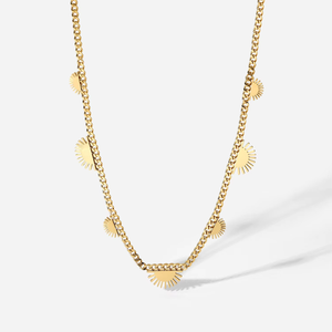 Go Party-collar <span class=keywords><strong>de</strong></span> acero inoxidable chapado en oro <span class=keywords><strong>de</strong></span> 18K para <span class=keywords><strong>mujer</strong></span> y niña, joyería resistente al agua, con encanto, Amanecer, sol, cadena <span class=keywords><strong>cubana</strong></span> - Product Image 1