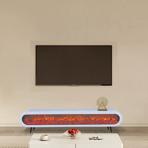 Support TV suspendu cylindrique noir sur mesure avec 168 lumières, <span class=keywords><strong>cheminée</strong></span> à LED et technologie d'atomisation 3D - Product Image 2